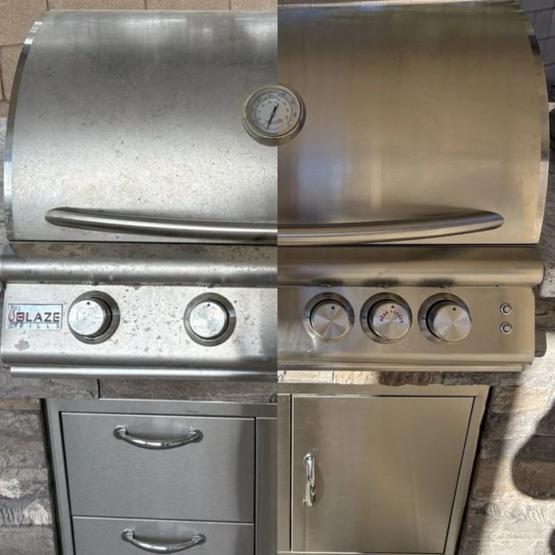 A grill before and after.