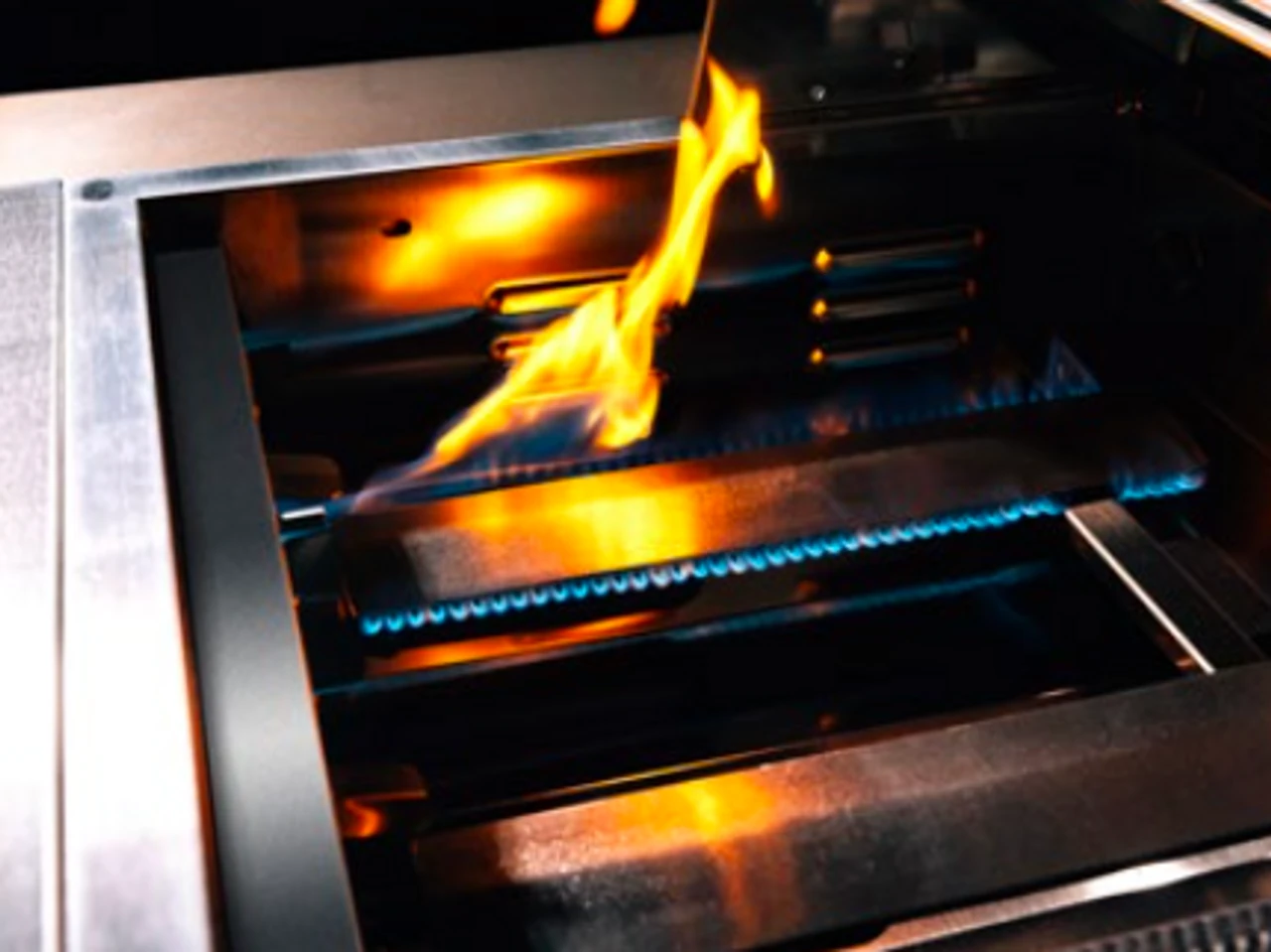 Close up of a gas burner.