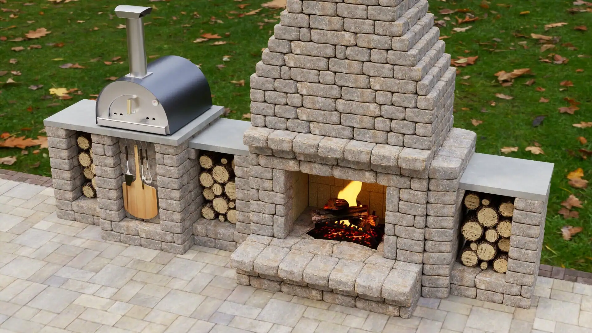 The exterior of a pizza oven.